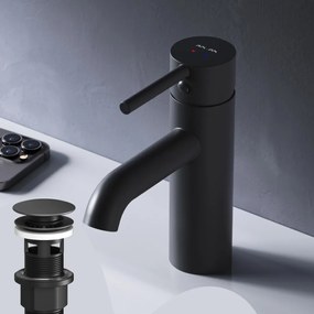 Umývadlová batéria AM.PM Spike FPA82122 jednopáková s odtokovým ventilom, čierna