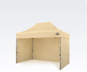 BRIMO Nožnicový párty stan EXCLUSIVE ALU 2x3 m s 3 stenami béžový