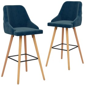 Barové stoličky 2 ks, modré, zamat