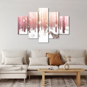 Obraz - Zebra v zasneženom lese (150x105 cm)