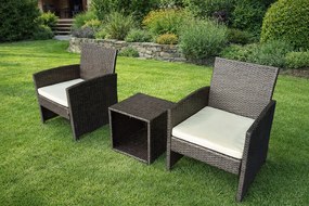 3-dielna sada záhradného ratanového nábytku BestBerg BBRF-193BN / hnedá/krémová
