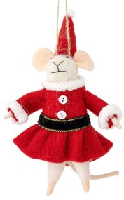 Bloomingville Plstená vianočná ozdoba Peo White Wool Myška