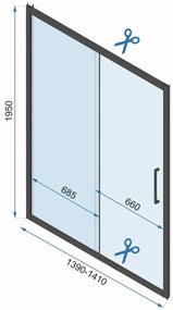 Rea Rapid Slide, sprchové dvere 140x195 cm, 6mm číre sklo, zlatý matný profil, REA-K8591