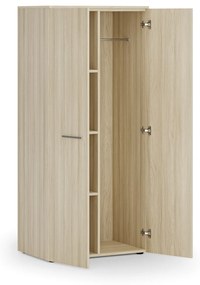 Kancelárska šatníková skriňa PRIMO WOOD, 3 police, šatníková tyč, 1781 x 800 x 500 mm, dub prírodný