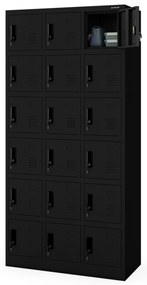 Sociálna skrinka s priehradkami KAROL, 900 x 1850 x 400 mm, čierna