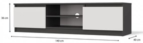 TV skrinka Musecalo 140 (antracit + biela). Akcia -23%. Vlastná spoľahlivá doprava až k Vám domov. 1132503