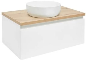 Kúpeľňová skrinka s krycou doskou SAT B-WAY 79x30x45 cm biely lesk BWAY80WDOAK, 1 ks