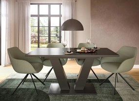 Rozkladací jedálenský stôl Moteon 150x90 cm, sivý/sivý, podnož V