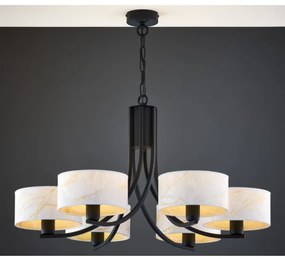 Jupiter 2105 - Závesný luster na reťazi ARTHUR 6xE27/15W/230V biela/čierna/mramorový dekor