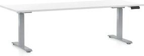 Výškovo nastaviteľný stôl OfficeTech D, 200 x 80 cm, sivá podnož, biela
