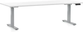 Výškovo nastaviteľný stôl OfficeTech D, 200 x 80 cm, sivá podnož, biela