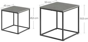Set dvoch štvorcových konferenčných stolíkov - betón (čierne nohy)