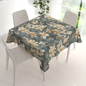 Biante Dekoračný štvorcový obrus Porto PRT-005 Kvety a listy na tmavo modrom 40x40 cm