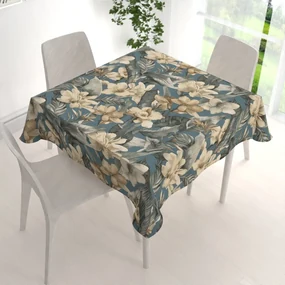 Biante Dekoračný štvorcový obrus Porto PRT-005 Kvety a listy na tmavo modrom 60x60 cm