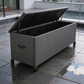 Sivý záhradný úložný box z technoratanu XL