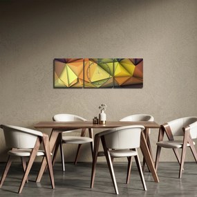 Obraz - Polygonálna 3D abstrakcia (s hodinami) (90x30 cm)