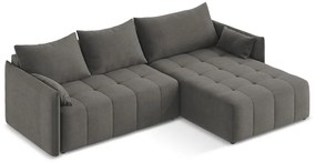 Tmavosivá rozkladacia/s úložným priestorom rohová pohovka (pravý roh/s leňoškou) Moku – Makamii