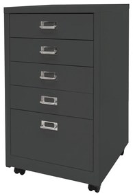 Zásuvková skrinka HWC-L49, kov 75x40x41cm 5 zásuviek - tmavosivá
