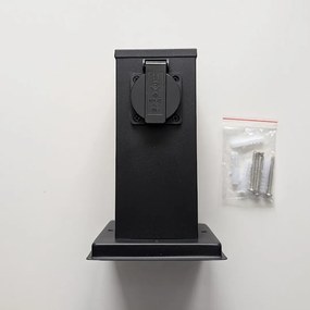 Elektrický záhradný stĺpik Electric, nerezová oceľ, 2 zásuvky, čierna, (20 cm)