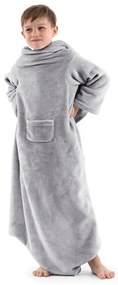 Sivá detská televízna deka s rukávmi DecoKing Lazykids