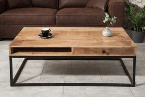 Moderný konferenčný stolík z masívu Iron Carft Mango 100cm