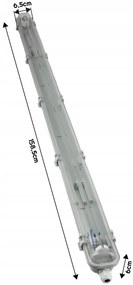 BERGE Svietidlo pre LED trubice BRGTRU080 - T8 - 1 x 150cm - 230V - IP65 - ver2