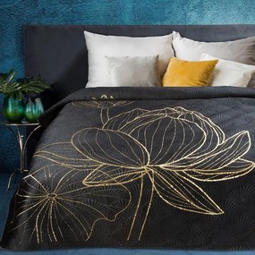 Dekorstudio Luxusný prehoz na posteľ v čiernej farbe LOTOS1 Rozmer prehozu (šírka x dĺžka): 170x210cm