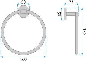 Rea Galo, prsteňový vešiak na uterák, brúsená oceľ, REA-88075