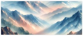 Obraz - Akvarelové hory (120x50 cm)