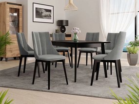 Rozkladací stôl Botiler 140x80 so 6 stoličkami ST97 07, Farby: natura, Farby: čierny, Potah: Magic Velvet 2258