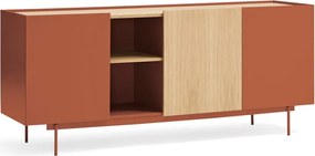 Nízka komoda v dekore duba v tehlovo-prírodnej farbe 180x78 cm Otto – Teulat