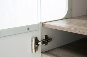 Vysoká vitrína Linate, biely lesk/dub, ľavá