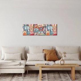 Obraz cestovateľa (s hodinami) (90x30 cm)