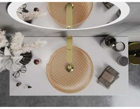 Mexen Aura, sklenené umývadlo na dosku 39 × 39 cm, ružové zlato, 24013968