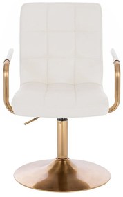 LuxuryForm DESIGN Stolička VERONA GOLD na zlatom tanieri - biela