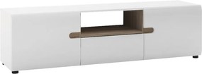 Široká TV skrinka Linate, biely lesk/dub