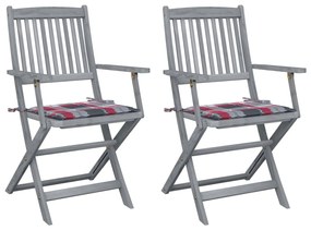 Skladacie záhradné stoličky s podložkami 2 ks akáciový masív 3064495