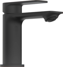 Invena Rikia, umývadlová batéria + odtoková zátka ClickClack, h-128, čierna matná, INV-BU-24-104-A