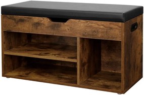 Drevená polica na topánky so sedadlom, LOFT