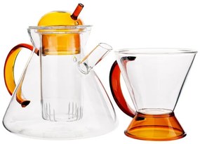 Kondela KONVO, čajník so sitkom a šálkou, 500 + 180 ml,  sklo