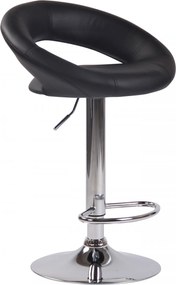 Barová stolička Olinda - koženka, chróm rám - čierna