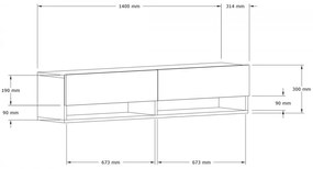 Obývacia stena Arges 141 cm biela