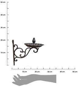 Nástenné napájadlo pre vtáky Lola, 22x25 cm, liatina, hnedá