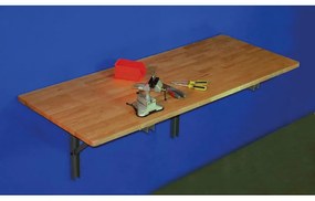 Sklápací dielenský stôl na stenu, buková škárovka, 1200 x 580 mm