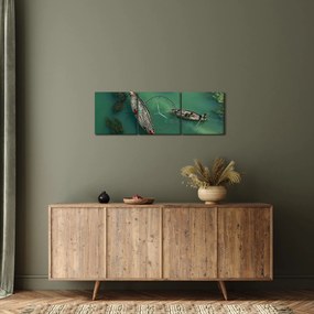 Obraz - Rybári na rieke (s hodinami) (90x30 cm)