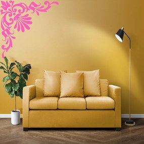 Veselá Stena Samolepka Ornament do rohu Farba: růžová, Veľkosť: 100 x 100 cm