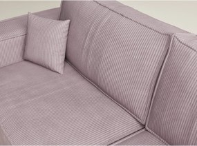 Fialová menčestrová rozkladacia/s úložným priestorom rohová pohovka (pravý roh/do L) Tonga – Maison de Rêve