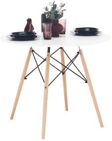 Kondela Jedálenský stôl, biela/buk, priemer 90 cm, GAMIN NEW 90