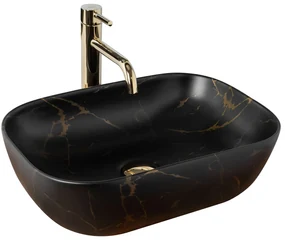 Rea Belinda Marble, umývadlo na dosku 47 x 34 cm, čierna matná, REA-U8908