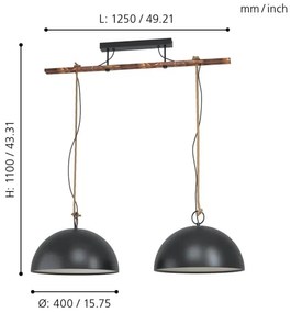 Eglo 43397 - Luster na lanku HODSOLL 2xE27/40W/230V